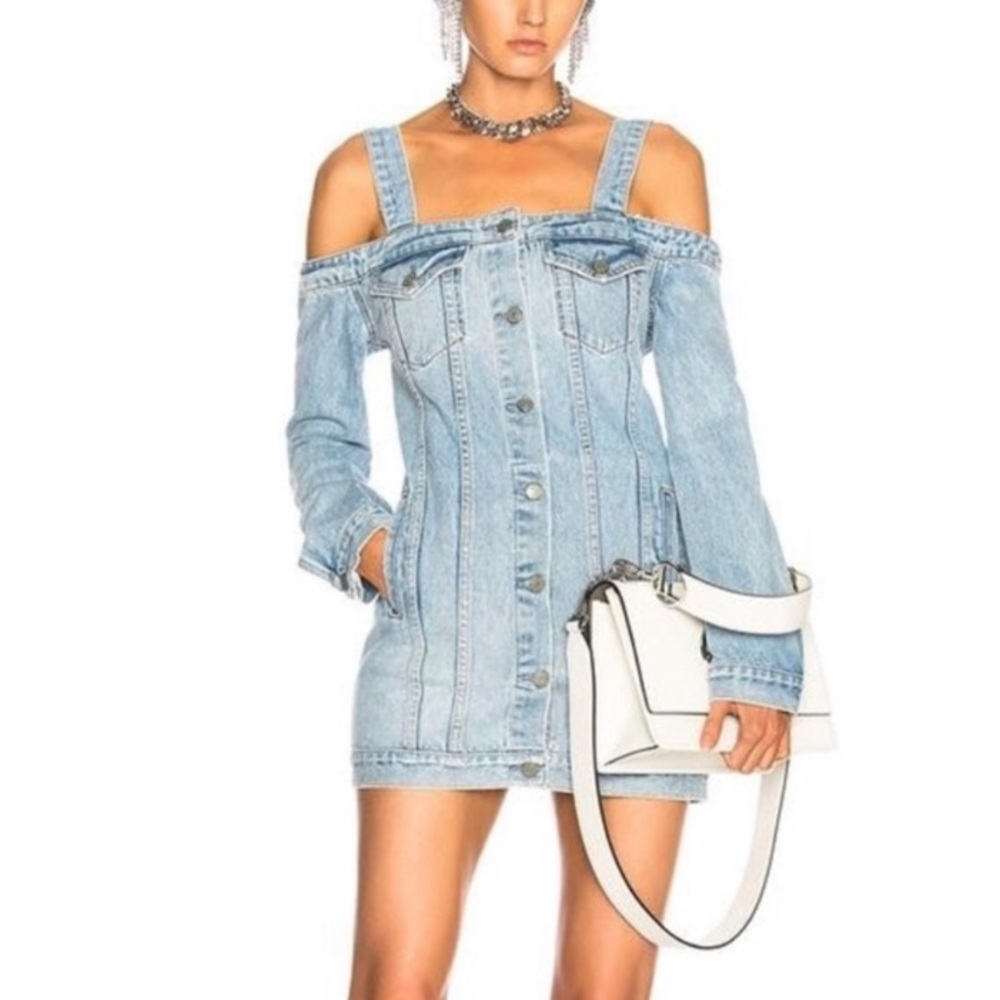 GRLFRND Denim Strap Mini Dress S